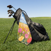 Bloemenveld Landschapschilderkunst Golfhanddoek (Groen)