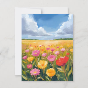 Bloemenveld Landschapsschilderij Bedankkaart