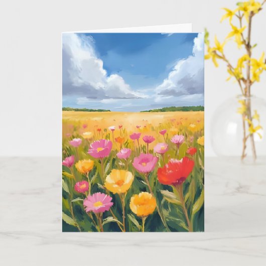 Bloemenveld landschapsschildering kaart (Gele Bloem)