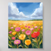 Bloemenveld Landschapsschilderkunst Art Poster Pri (Voorkant)