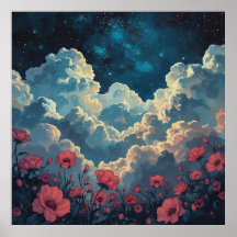 Bloemenveld met wolk