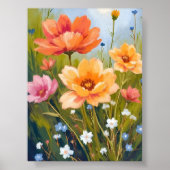 Bloemenveld | Waterverf Bloemen Botanisch Poster (Voorkant)