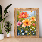 Bloemenveld | Waterverf Bloemen Botanisch Poster