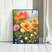 Bloemenveld | Waterverf Bloemen Botanisch Poster