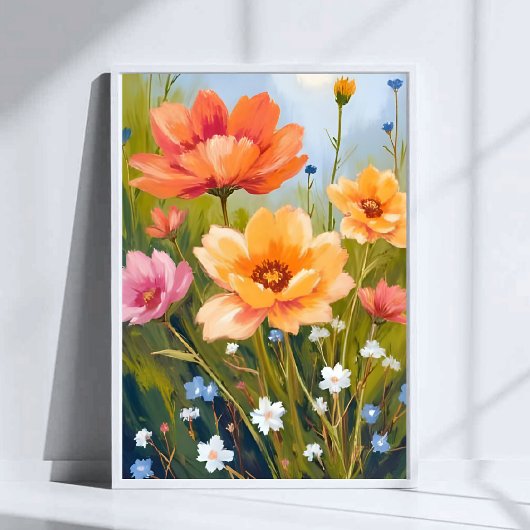 Bloemenveld | Waterverf Bloemen Botanisch Poster