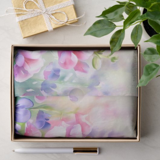 Bloemenveld - Zoete Erwt (C) Waterverf Tissuepapier (Geschenk)