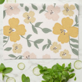 Bloemenvelden Bloemen - vrolijk geel & roze Theedoek (Gevouwen)