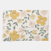 Bloemenvelden Bloemen - vrolijk geel & roze Theedoek (Horizontaal)