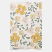 Bloemenvelden Bloemen - vrolijk geel & roze Theedoek (Verticaal)