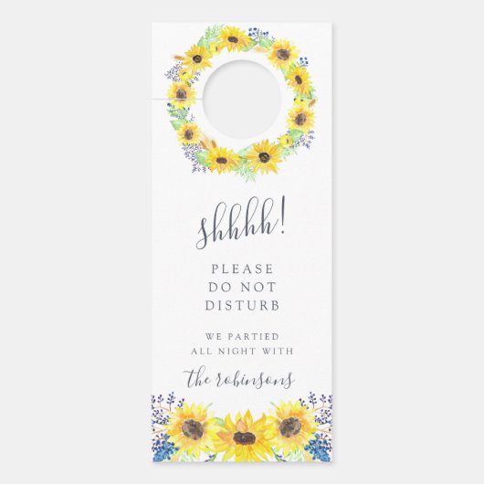 Bloemenvelden Bruiloft Welkom/ Niet Storen Deurhanger (Voorkant)