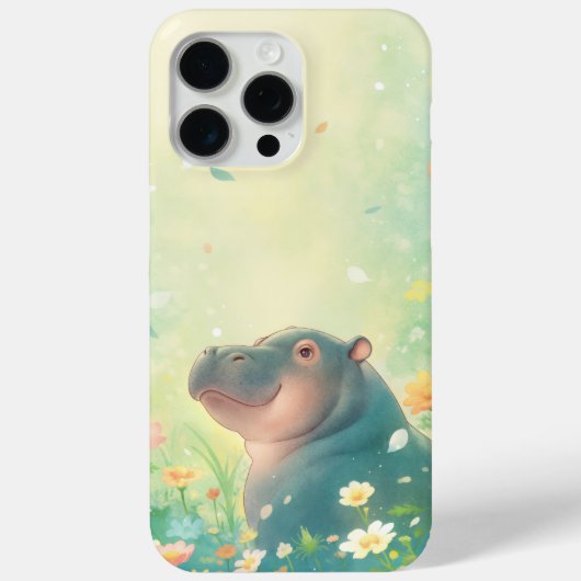 Bloemenvelden en Happy Hippo Case-Mate iPhone Case (Achterkant)