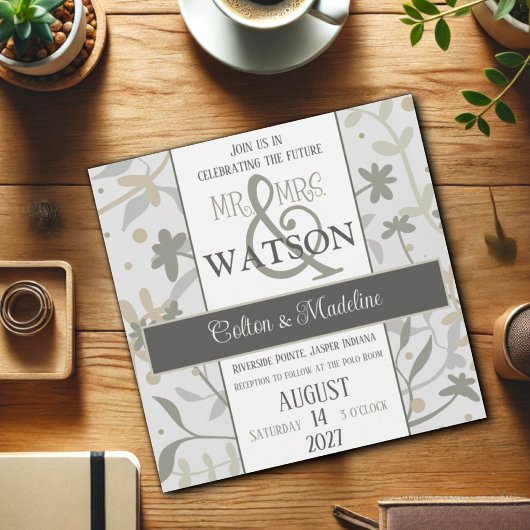 Bloemenveren Elegante Moderne Inspirivity Bruiloft Kaart