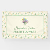 Bloemenverkoper op de Boerenmarkt Aangepast Spandoek (Horizontaal)