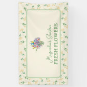 Bloemenverkoper op de Boerenmarkt Maatwerk Spandoek (Verticaal)