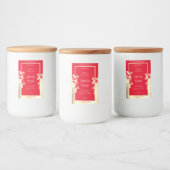 Bloemenverpakkingsetiket Sjabloon Rood & Goud Voedselcontainer Etiket (Flessen)