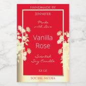 Bloemenverpakkingsetiket Sjabloon Rood & Goud Voedselcontainer Etiket (Enkel label)