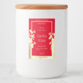 Bloemenverpakkingsetiket Sjabloon Rood & Goud Voedselcontainer Etiket (Voorkant)
