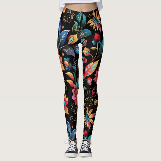 bloemenvibrant leggings (Voorkant)
