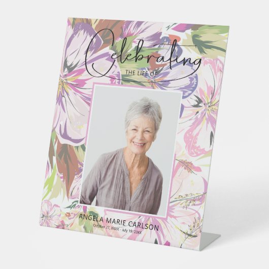 Bloemenviering van het leven begrafenis reclamebord met voetstuk (Voorkant)