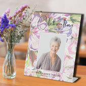 Bloemenviering van het leven begrafenis reclamebord met voetstuk