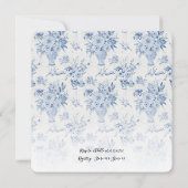 bloemenvierkant blauw n wit Vrijgezellenfeest Kaart (Achterkant)