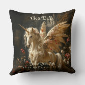 Bloemenvleugels van eenhoorn in een bloemrijke bos kussen (Achterkant)