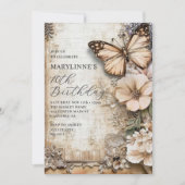 Bloemenvlinder 70ste Verjaardag Kaart (Voorkant)