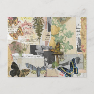 Bloemenvlinder  Ephemera Decoupage Briefkaart
