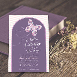 Bloemenvlinder in Flight Baby shower Invitation Kaart