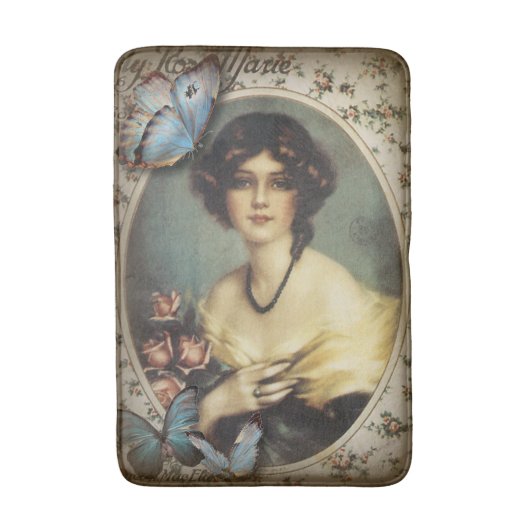  bloemenvlinder Parijse Victoriaans Badmat (Voorkant Verticaal)