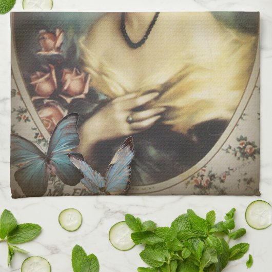  bloemenvlinder Parijse Victoriaans Theedoek (Gevouwen)
