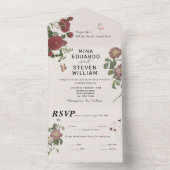 bloemenvlinders bruiloft all in one uitnodiging (Binnen)