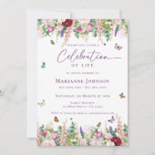 Bloemenvlinders Memorial Viering van het leven Kaart (Voorkant)