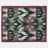 Bloemenvlinders Patroon in Bourgondië en Blauwgroe Fleece Deken (Voorkant (Horizontaal))