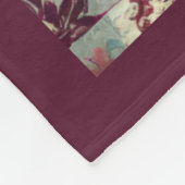 Bloemenvlinders Patroon in Bourgondië en Blauwgroe Fleece Deken (Hoek)