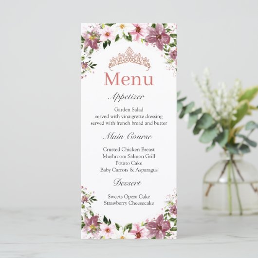 Bloemenvlinders Quinceañera Menu (Staand voorkant)