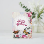 Bloemenvlinders verjaardag briefkaart (Staand voorkant)