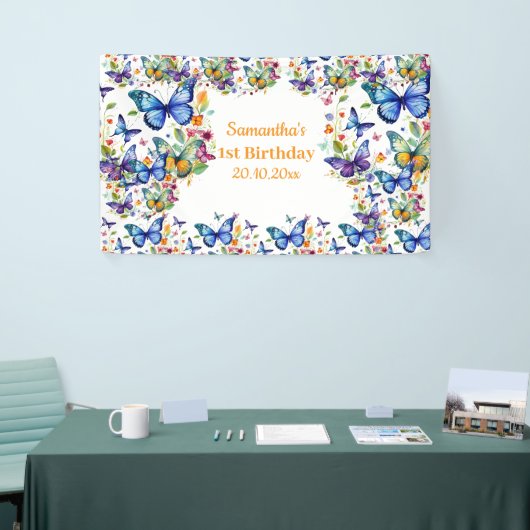  Bloemenvlinders Verjaardag Spandoek (Beurs)