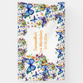 Bloemenvlinders Verjaardag Spandoek (Verticaal)