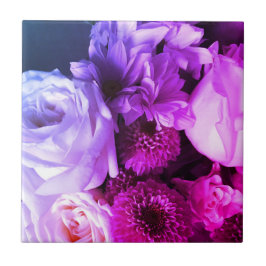 Bloemenvloot paarse roze bloemen fotografie vet tegeltje