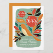 Bloemenvogel 30ste verjaardagsfeestje. Eet drink d Kaart (Voorkant / Achterkant)