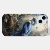 bloemenvogel in blues en crème Case-Mate iPhone case (Achterkant (horizontaal))