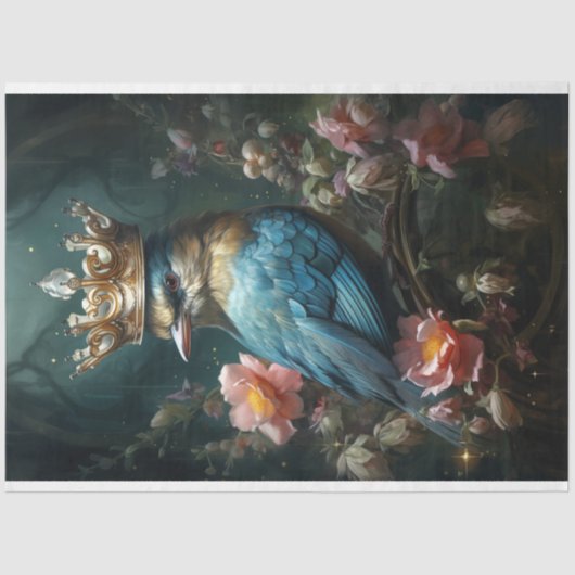 Bloemenvogel spreeuw koningin decoupage Tissuepapier (Voorkant)