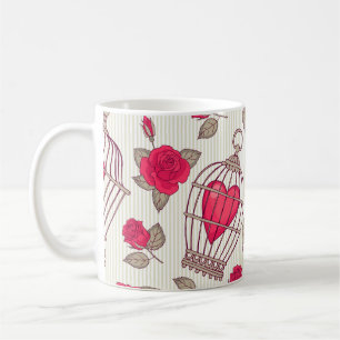 Bloemenvogelkooien Rozen Patroon Koffiemok