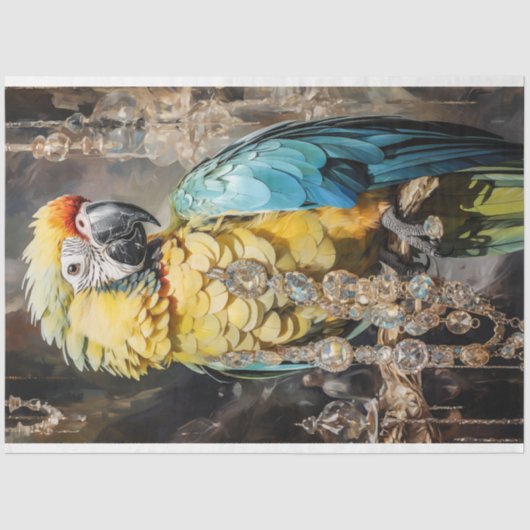 Bloemenvogelpapegaai Queen Decoupage Tissuepapier (Voorkant)