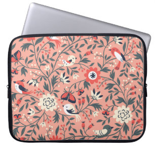 Bloemenvogels Hand getrokken Laptop Sleeve