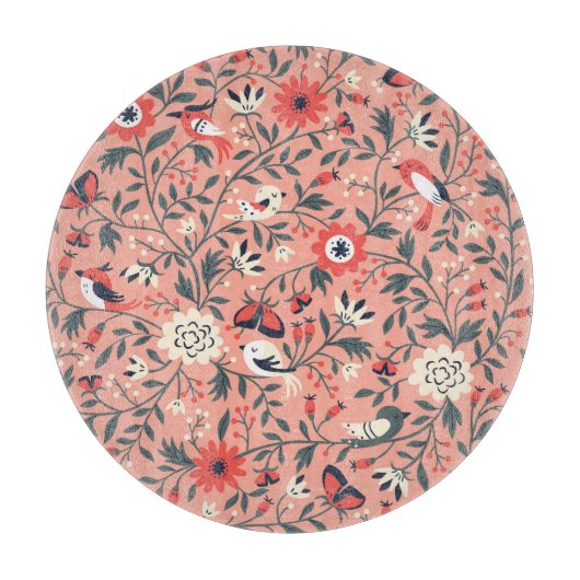 Bloemenvogels Hand getrokken Snijplank (Voorkant)