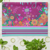 Bloemenvogels Leuk Kleurrijk Wees blij Quote Theedoek (Gevouwen)