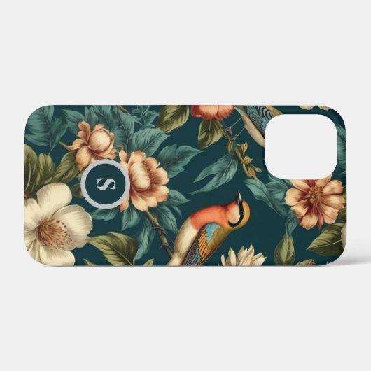 bloemenvogels monogram iPhone / iPad hoesje (Achterkant (horizontaal))