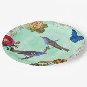 Bloemenvogelvlinder  Franse stijl collage Papieren Bordje (Gekanteld)